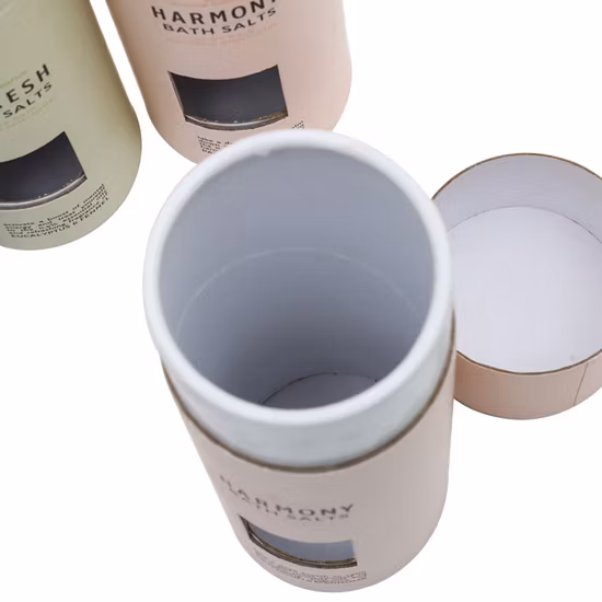 Umweltfreundliche, runde, flache Randfoliendruck-Kraftkarton-Papierröhrenschachtel für Hautpflege/Kosmetikschmuck/Blumen/Geschenke/Schokoladenlebensmittel/Spielzeug/Honigglasverpackung