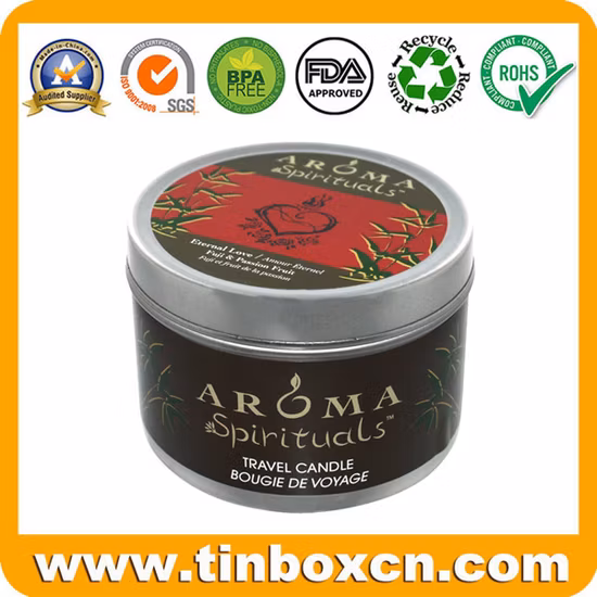 Leere runde Verpackungsbox für Duftölkerzen aus Metall für die Reise