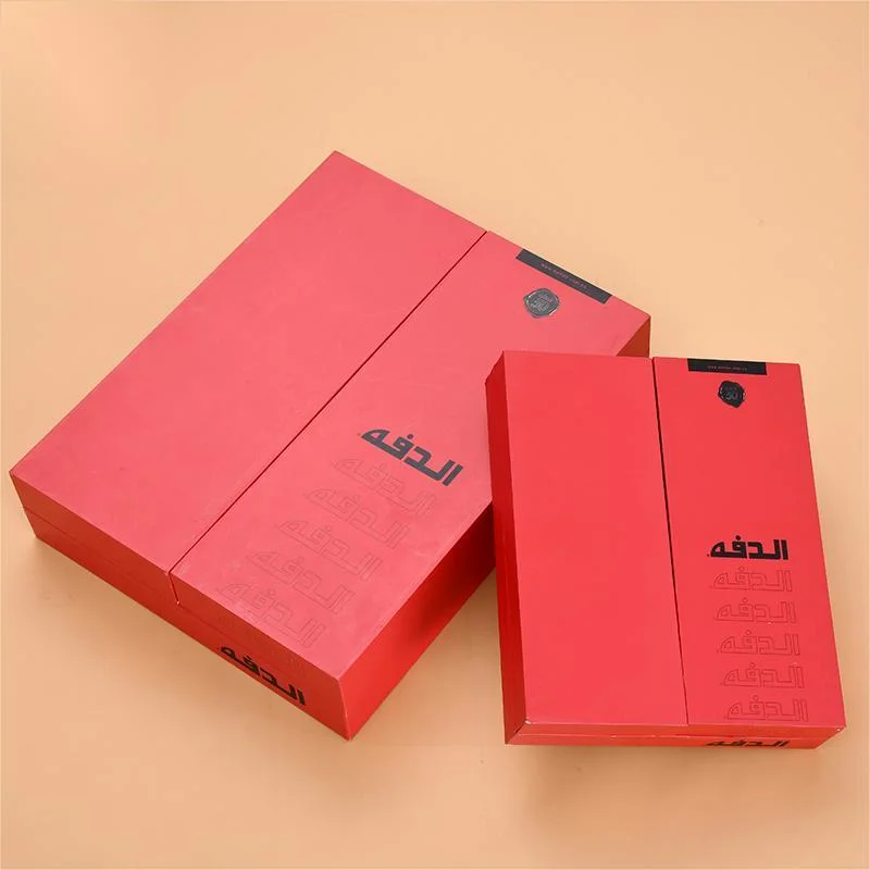 Custom Red Square Rigid Perfume Box Printing Branded Logo Double Open Door Cardboard Box for Candles