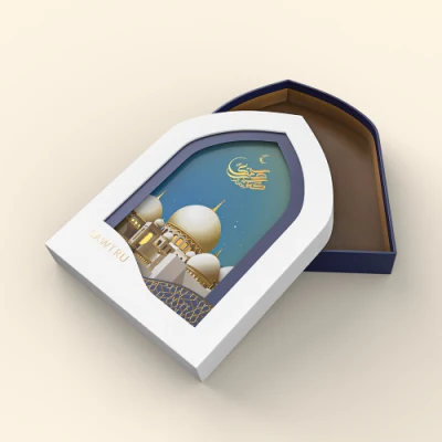 Sawtru Custom Muslim Eid Ramadan Festival Papier-Geschenkbox zum Verpacken von Schokolade, Nüssen, Datteln und Trüffeln