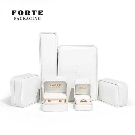 Forte Luxusmode-Schmuckverpackung aus Leder mit individuellem Logo, graue Schmuckschatulle