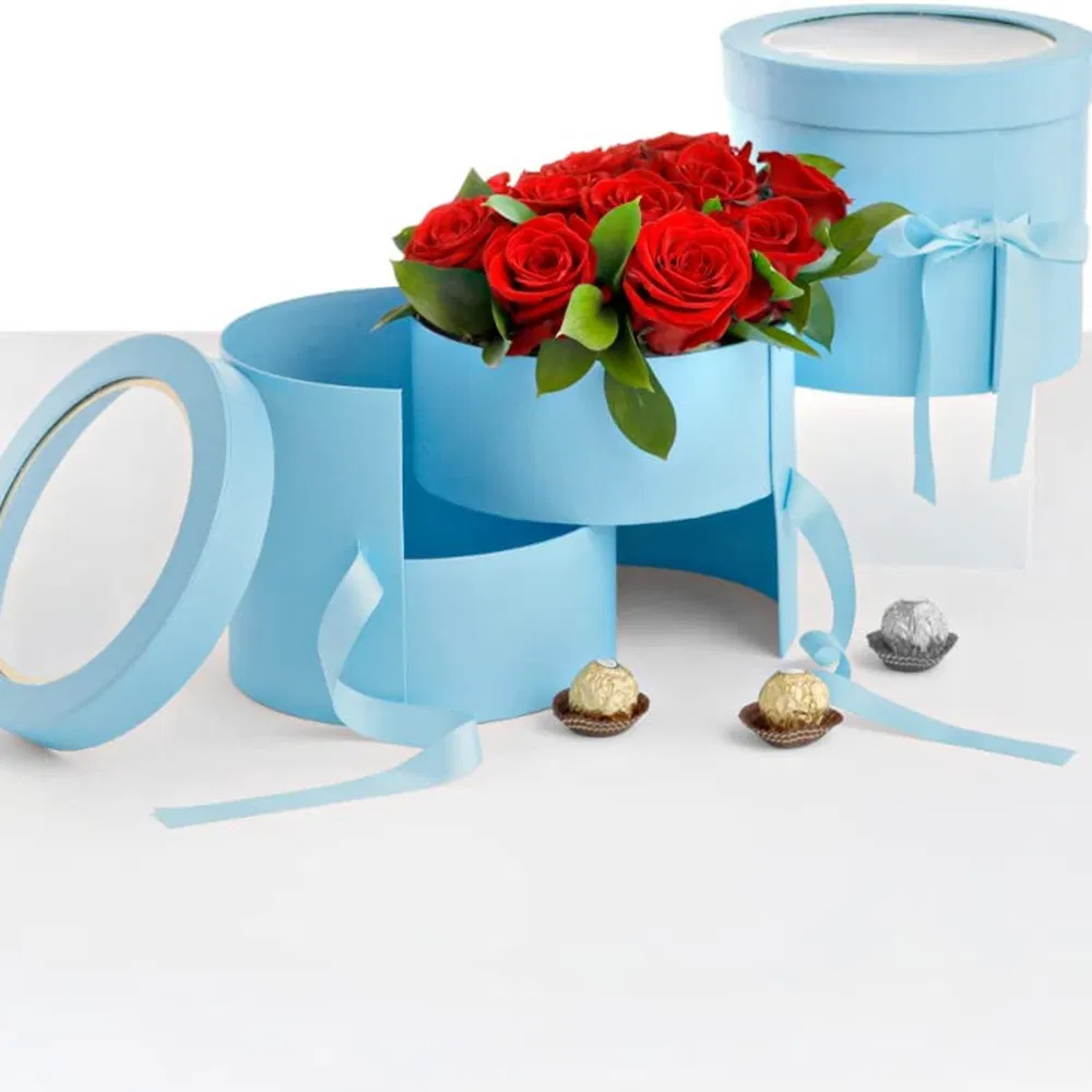 Hochwertiger, runder, individuell gestalteter Blumenkasten aus Papier