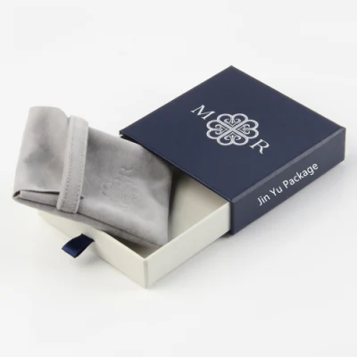 Kundenspezifische Papier-Schubladenschieber-Schmuck-Geschenkverpackungsbox mit Falp-Samtbeutel
