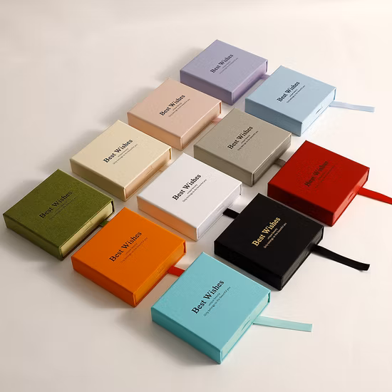 Umweltfreundliche, individuell mit Logo bedruckte, harte, starre Karton-Schmuckverpackung, Geschenkpapier-Schubladenbox