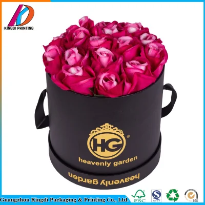 Wasserdichte, schwarze, zylindrische, runde Blumen-Geschenkbox aus Pappe